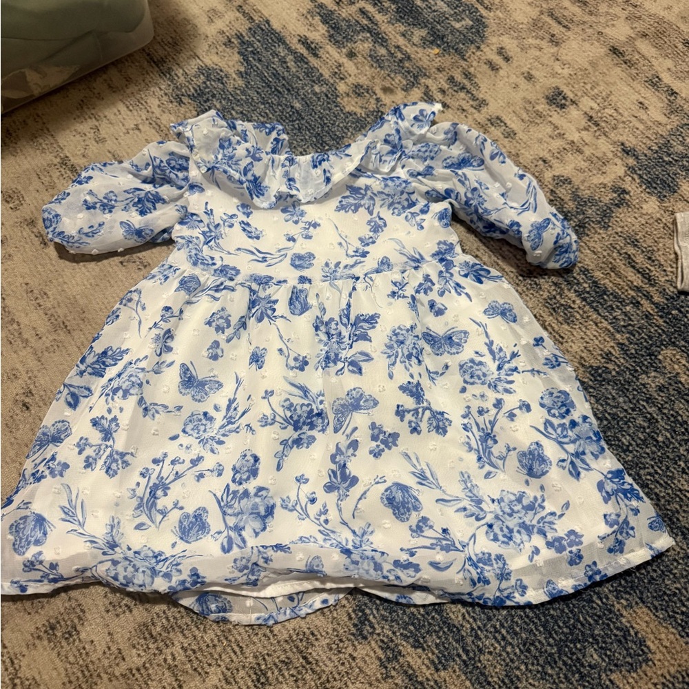 Wonder Nation Blue and White Floral Dress